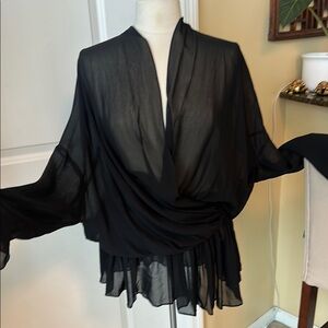 Trendy Zara Black Sheer peplum top top retail: $130
